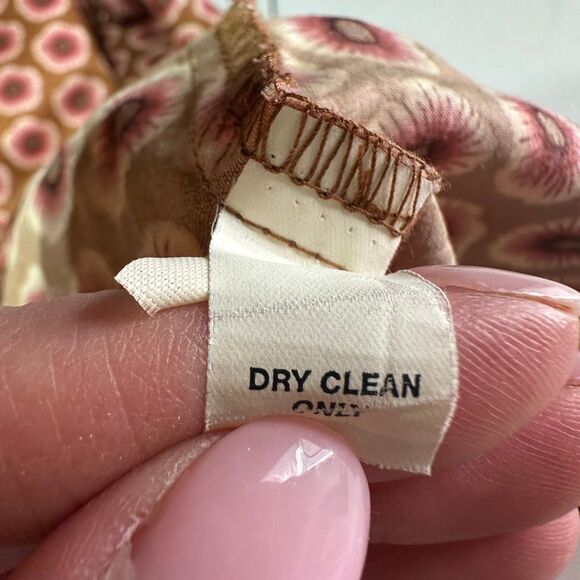 Vtg Y2K GAP Midi Slip Dress Floral Print Brown Pink 100% Cotton Back Zip Size 8 - Picture 9 of 11